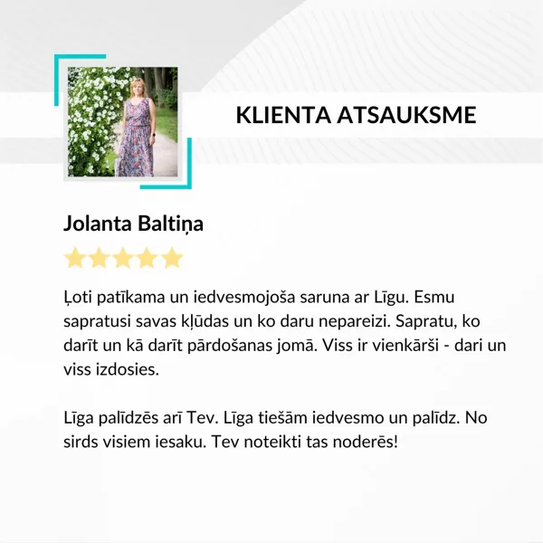 Jolanta Baltiņa - individuālais koučings atsauksme